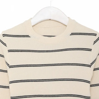 Slim-fit striped ribbed knit