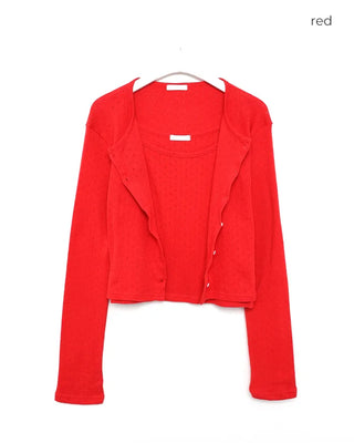 Perforated Sleeveless Cardigan Set