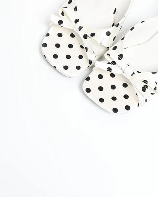 Square-toe ribbon polka dot sandals
