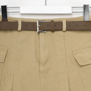 Belted mini skirt with side pockets