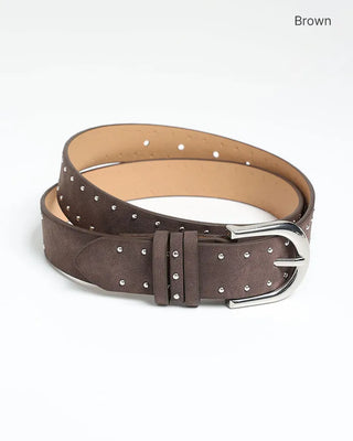 Suede studded buckle belt
