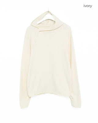 Diagonal Button Waffle Cotton Hoodie