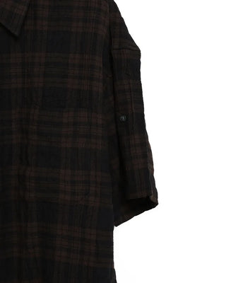 (Unisex) Check Roll-Up Short-Sleeve Shirt