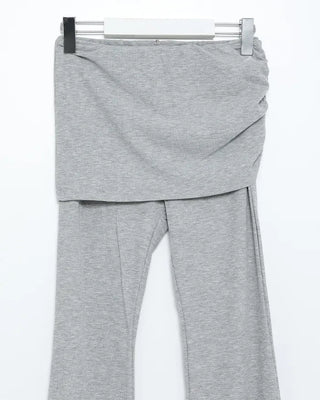 Skirt-layered flared pants