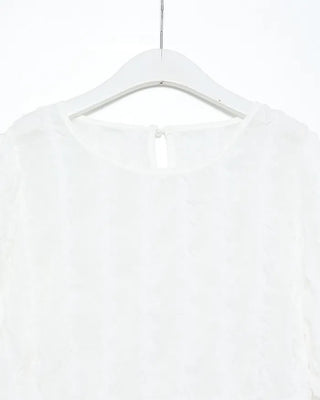 Seersucker frill short-sleeved blouse