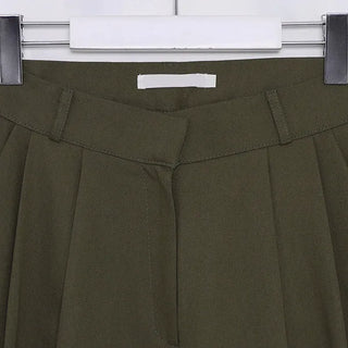Two-pleat cotton wide-leg pants