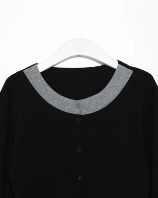 Shirt-layered cardigan