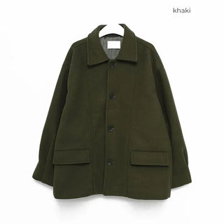 (Unisex) Center Seam Flap Pocket Half Coat