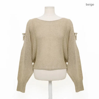 Off-shoulder ribbon knit