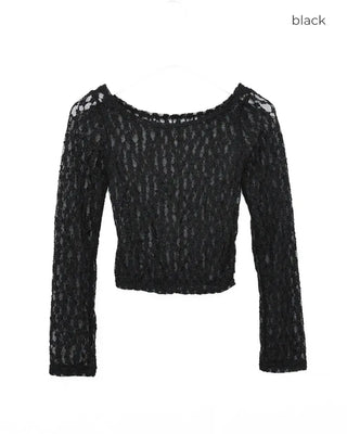 Boat neck floral lace slim top