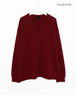 V-neck ribbed cardigan