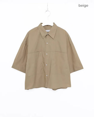 Big pocket half-sleeve cropped shirt