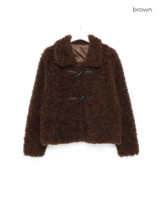 Color Two-Button Point Fur Jacket
