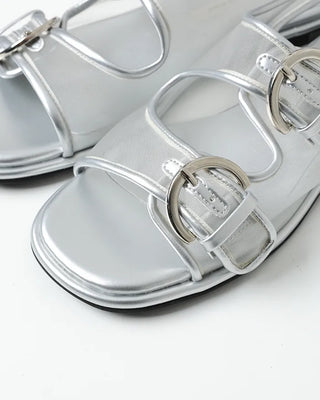 Double buckle mesh sandals