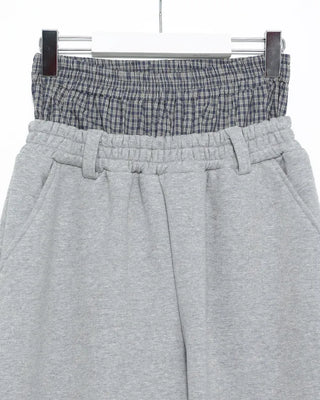 (Unisex) Check Layered Belt Loop Sweatpants