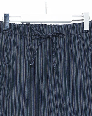 Striped linen elastic waist pants