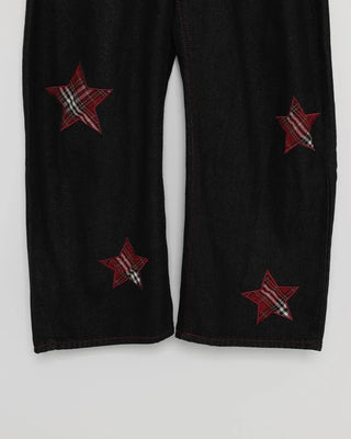 Check Star Patch Point Denim Pants