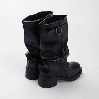 Buckle Round Mid-Calf Boots
