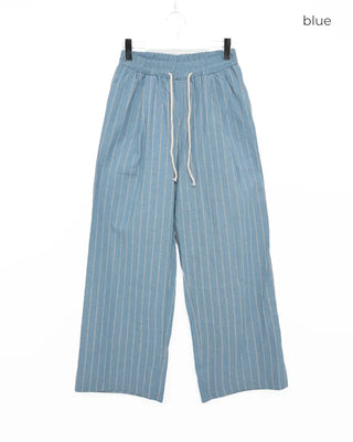 Striped wide banding pants