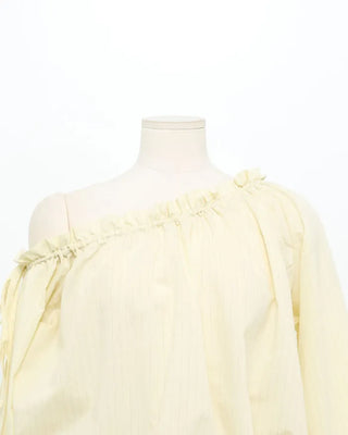 Shirred off-shoulder blouse with frill detail