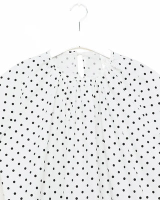Dot pattern shirred short-sleeved dress