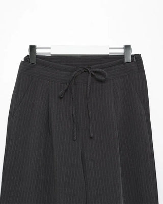 Striped pintuck wide-leg pants