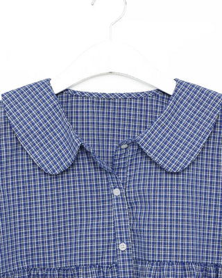 Round collar shirred blouse