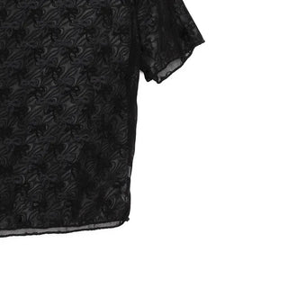 See-through layered ribbon T-shirt