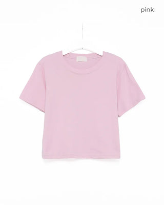 Basic semi-cropped half-length T-shirt