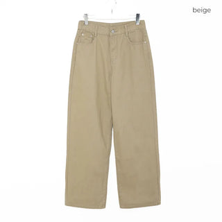 Button-down wide cotton pants