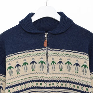 Patterned Half-Zip Knit Sweater