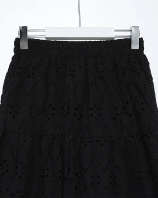 Perforated lace maxi skirt