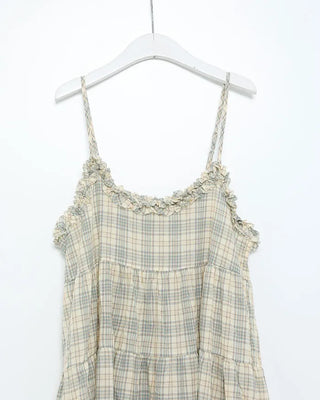 Checked frill camisole mini dress