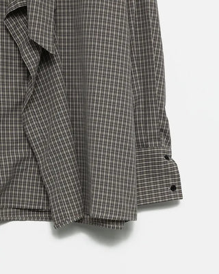 Checked ribbon tie blouse