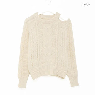 One-shoulder cable knit
