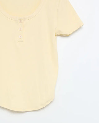 Button Point Round Short Sleeve T-Shirt