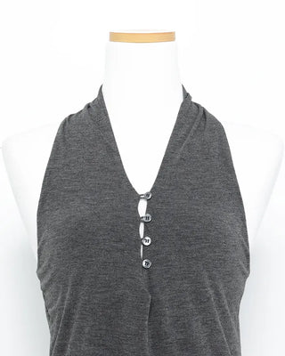 V-button halter neck top