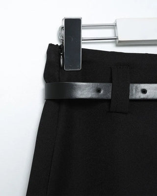 Belted slit mini skirt