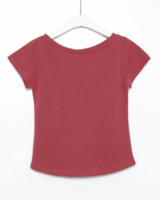 Short-sleeved semi-cropped color T-shirt