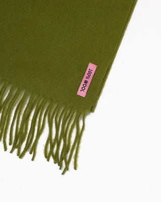 Simple fringe wool knit scarf