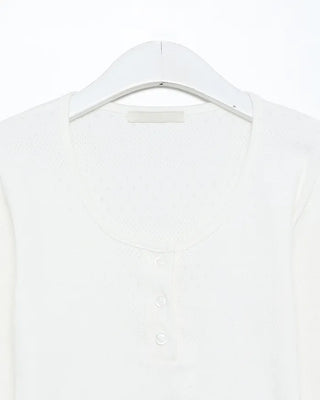 Oblong Henley Neck Mixed Perforated Cut and Sewn