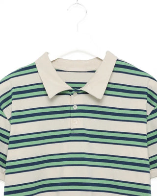 Double-border color polo neck cropped T-shirt