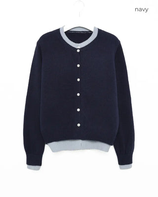 Round neck layered cardigan
