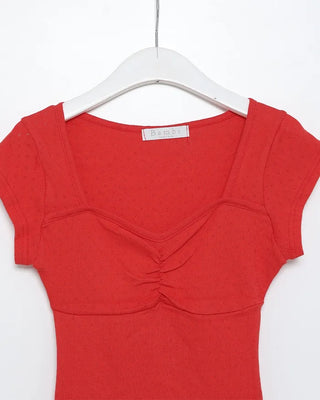 Punching Shirring Short-Sleeve T-Shirt
