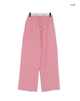 Gingham check cotton pants