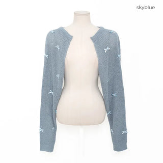 Ribbon detail knit bolero