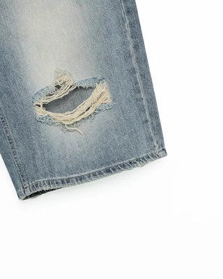 Open detail vintage denim shorts