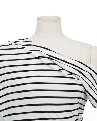 Asymmetrical Off-Shoulder Striped T-Shirt