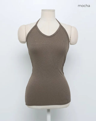 Halter neck ribbed camisole