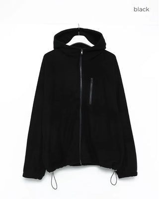 High-neck simple fleece hoodie